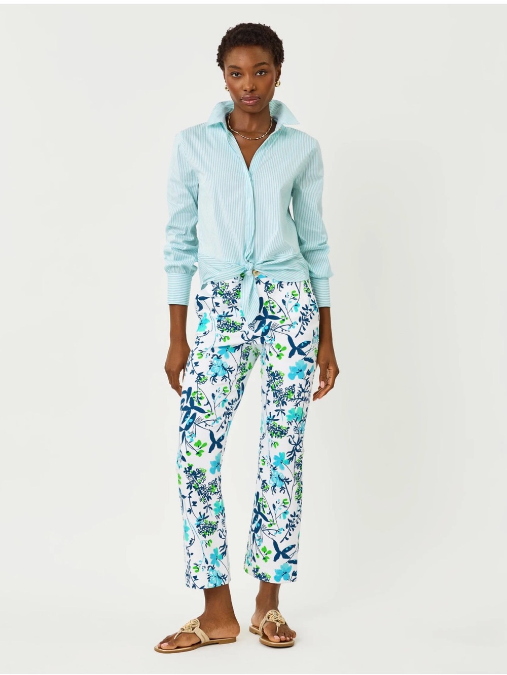 NWT Lilly Pulitzer Carwyn Crop Flare Pant - Resort White Sea Blooms